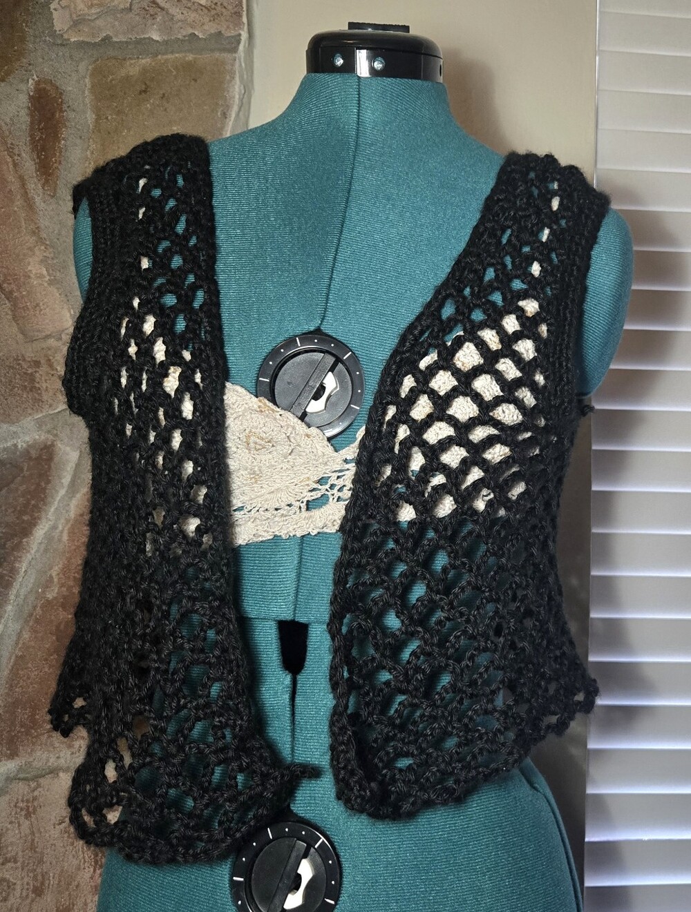 Hand Crochet Open Mesh Festival Vest - Whimsigoth Fairy